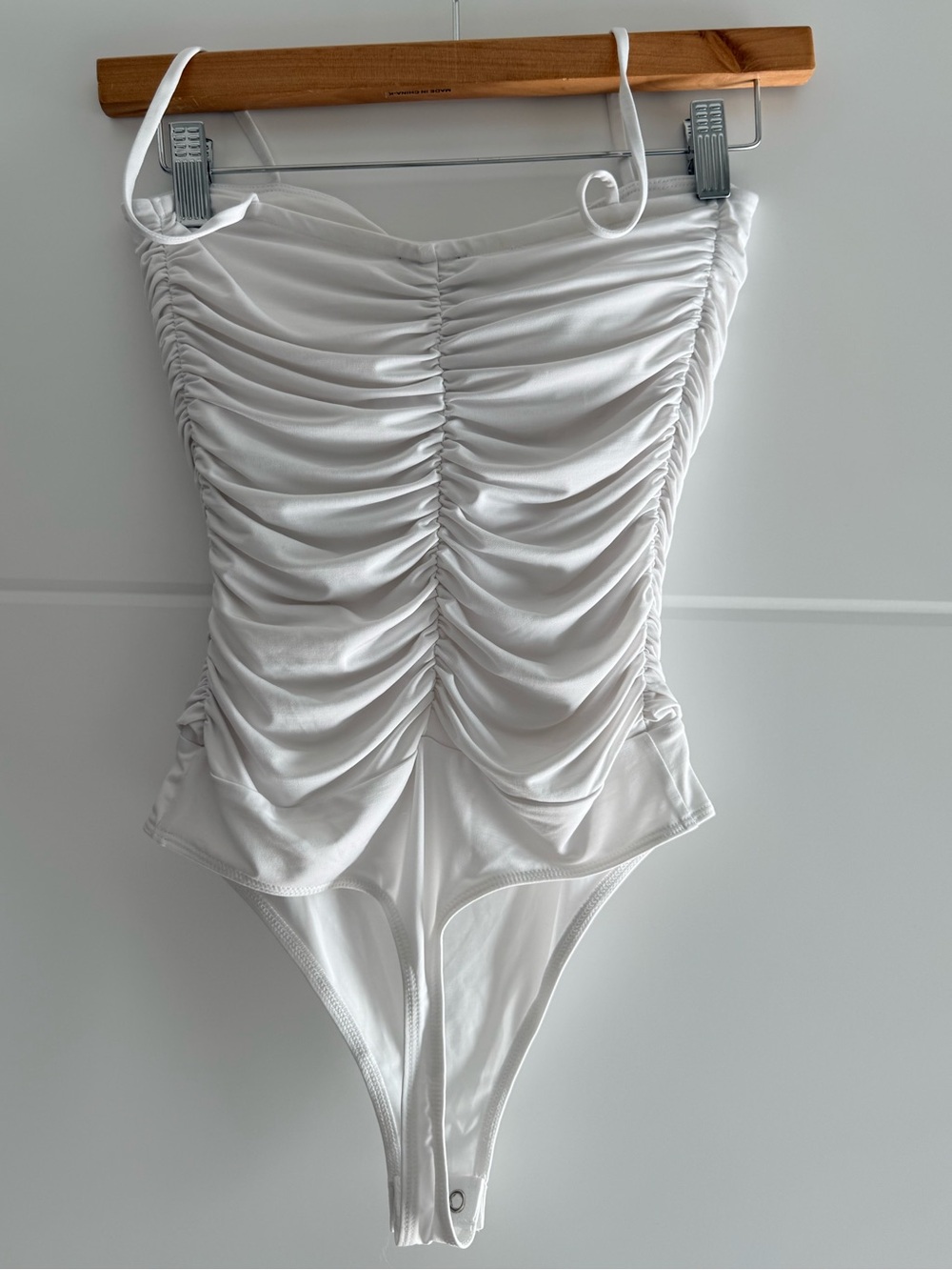 Express White Ruched Bodysuit - Picture 2 of 3